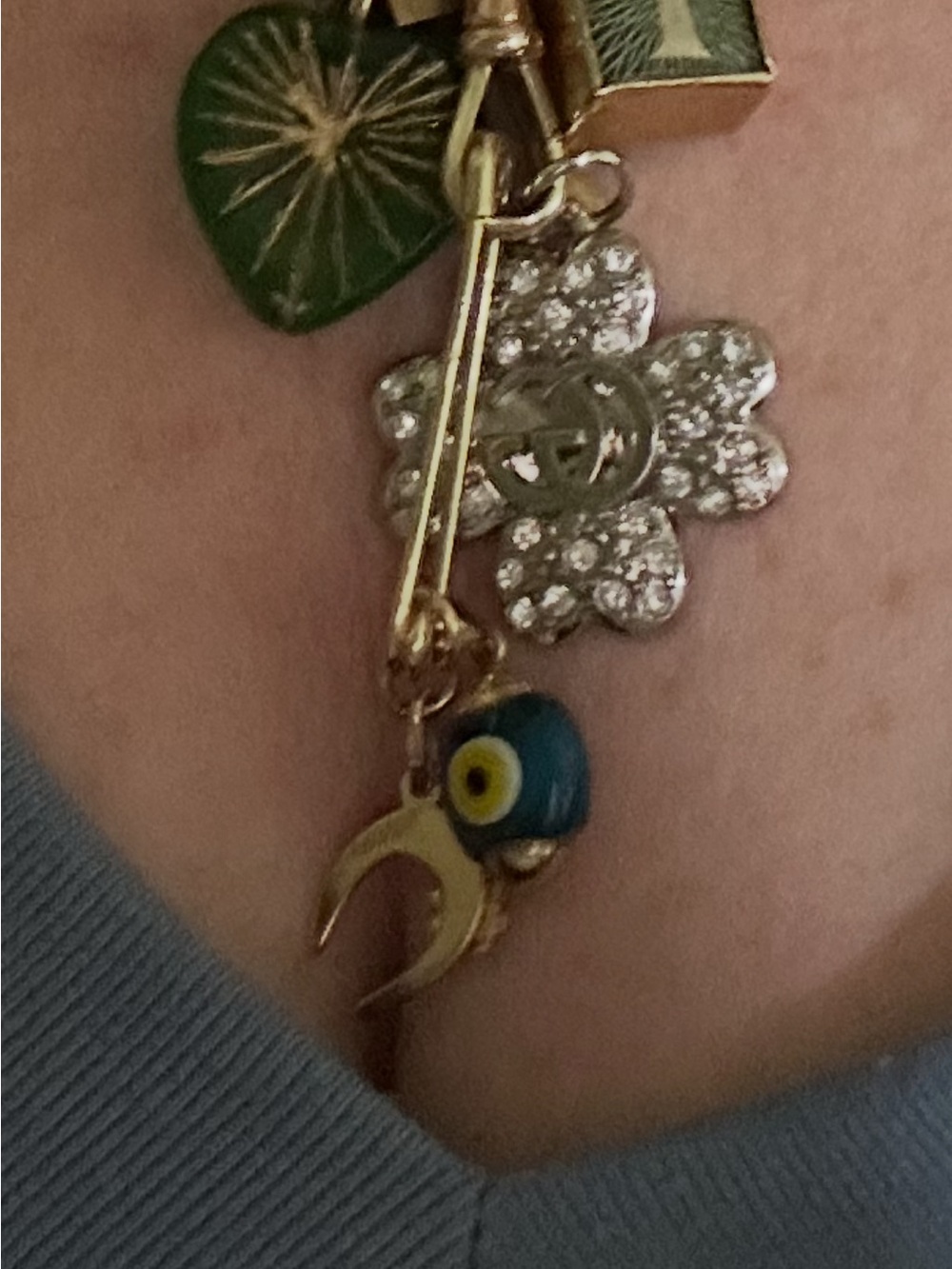14k gold evil eye glass charm